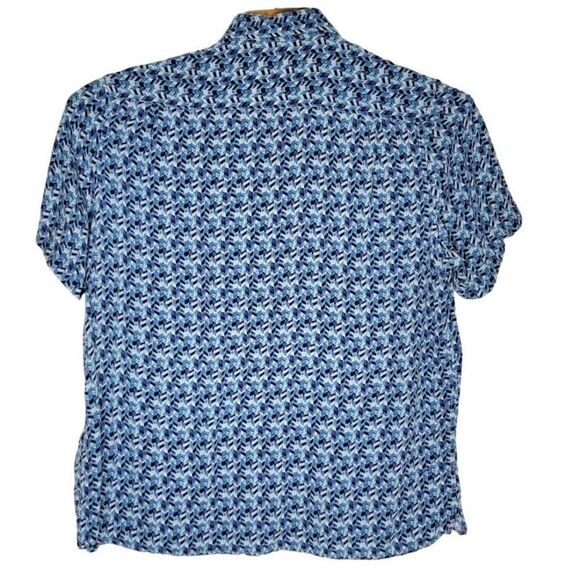 Tasso Elba Men's Silk Rayon Short Sleeve Button-Down Shirt XXL Blue Pattern - Picture 3 of 8
